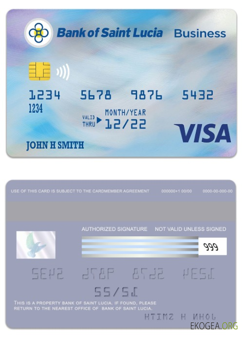 Carte de visite visa de la Banque de Sainte Lucie de Sainte Lucie